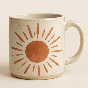 Solstice Sun Mug, Terracotta painted stoneware