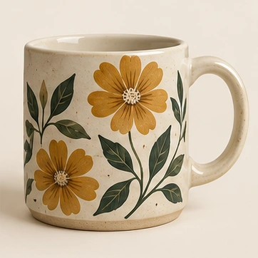 Marigold Bloom Mug, Marigold painted stoneware